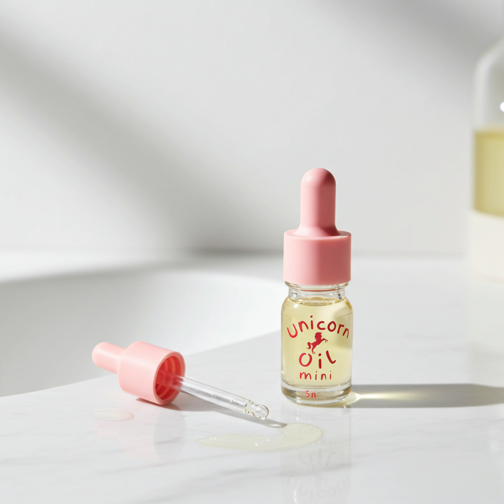 Australian Made 30 ml cuticle oil dropper bottle on a soft pink surface